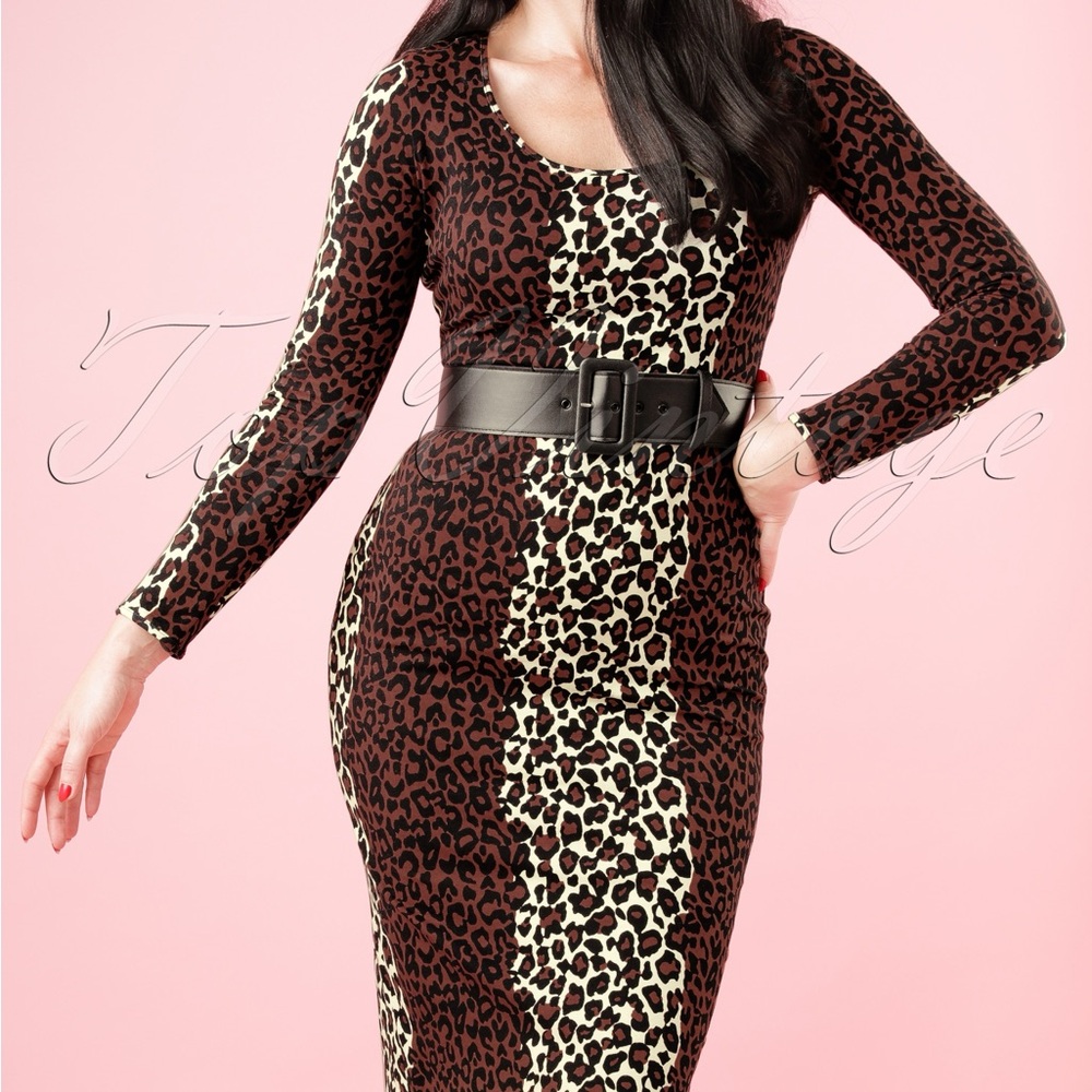 GUC Pinup Girl Deadly Dames Hotrod Honey Leopard Wiggle Dress Size M